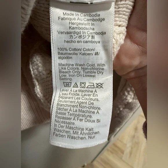 NWT J CREW Cotton Cable-knit Crewneck Sweater, size Medium color, Natural - Picture 7 of 7